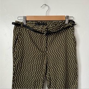 ZARA | Green Pattern Belted Skinny Trouser Pants